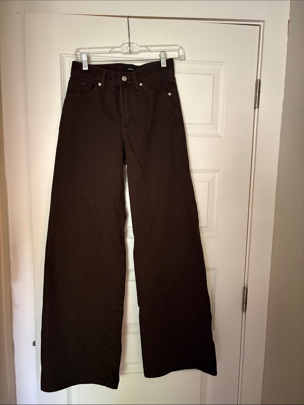 Express Women’s  Dark Cocolate Brown Jeans - Neutral  wide leg and high-rise